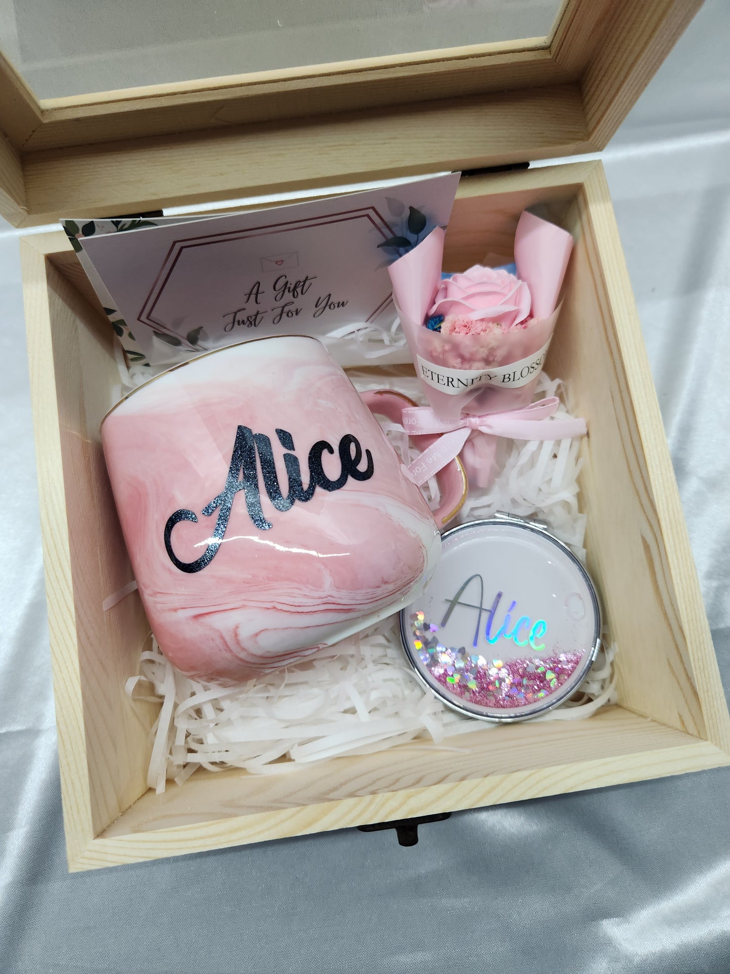 Gift Bundle Set (Marble Mug + Glitter Compact Mirror)