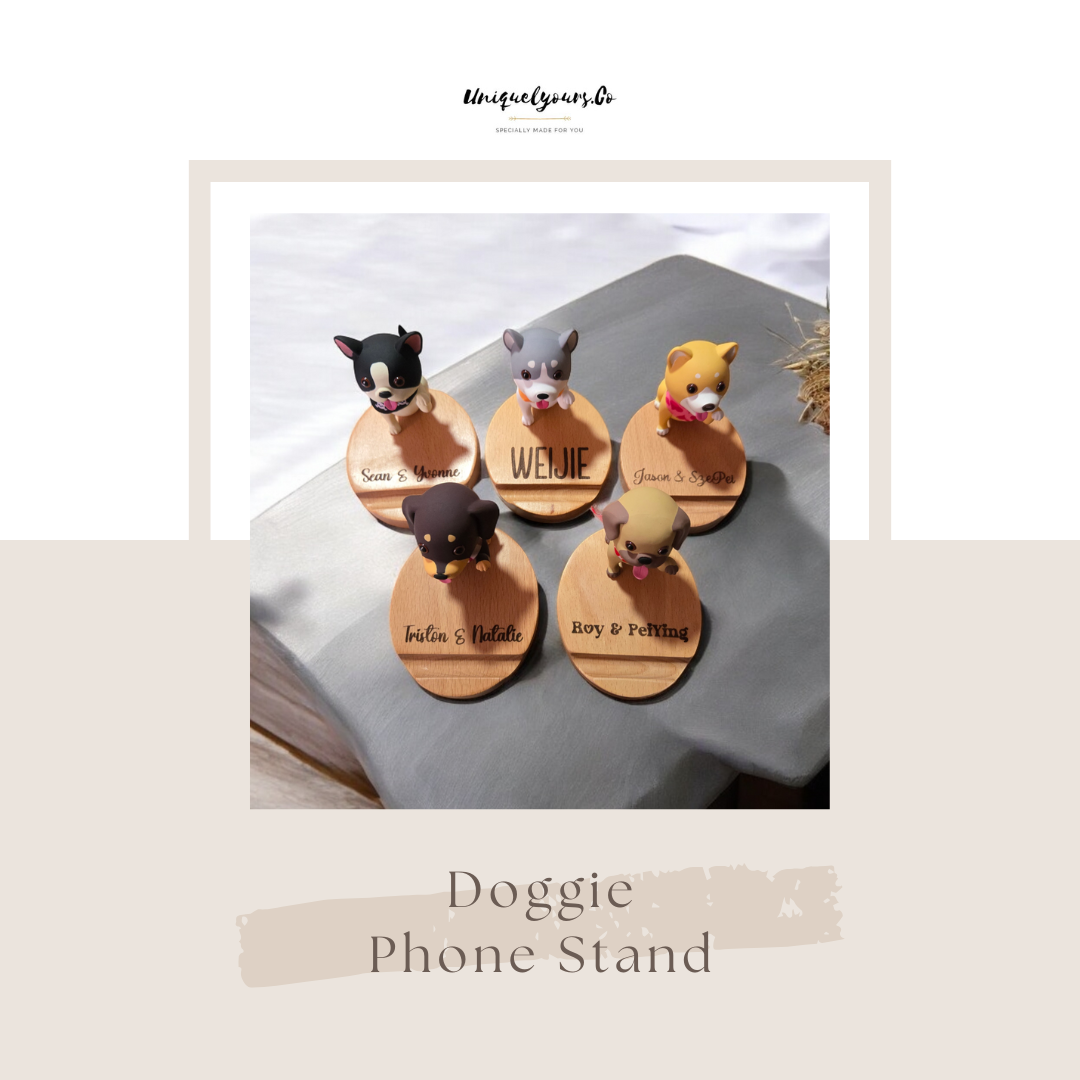 Wooden Doggie Phone Stand (Laser Engraved)