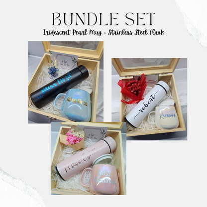 Gift Bundle Set (Iridescent Pearl Mug + Stainless Steel Flask)