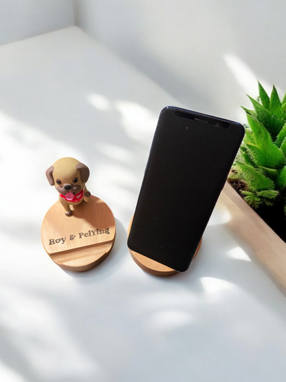 Wooden Doggie Phone Stand (Laser Engraved)