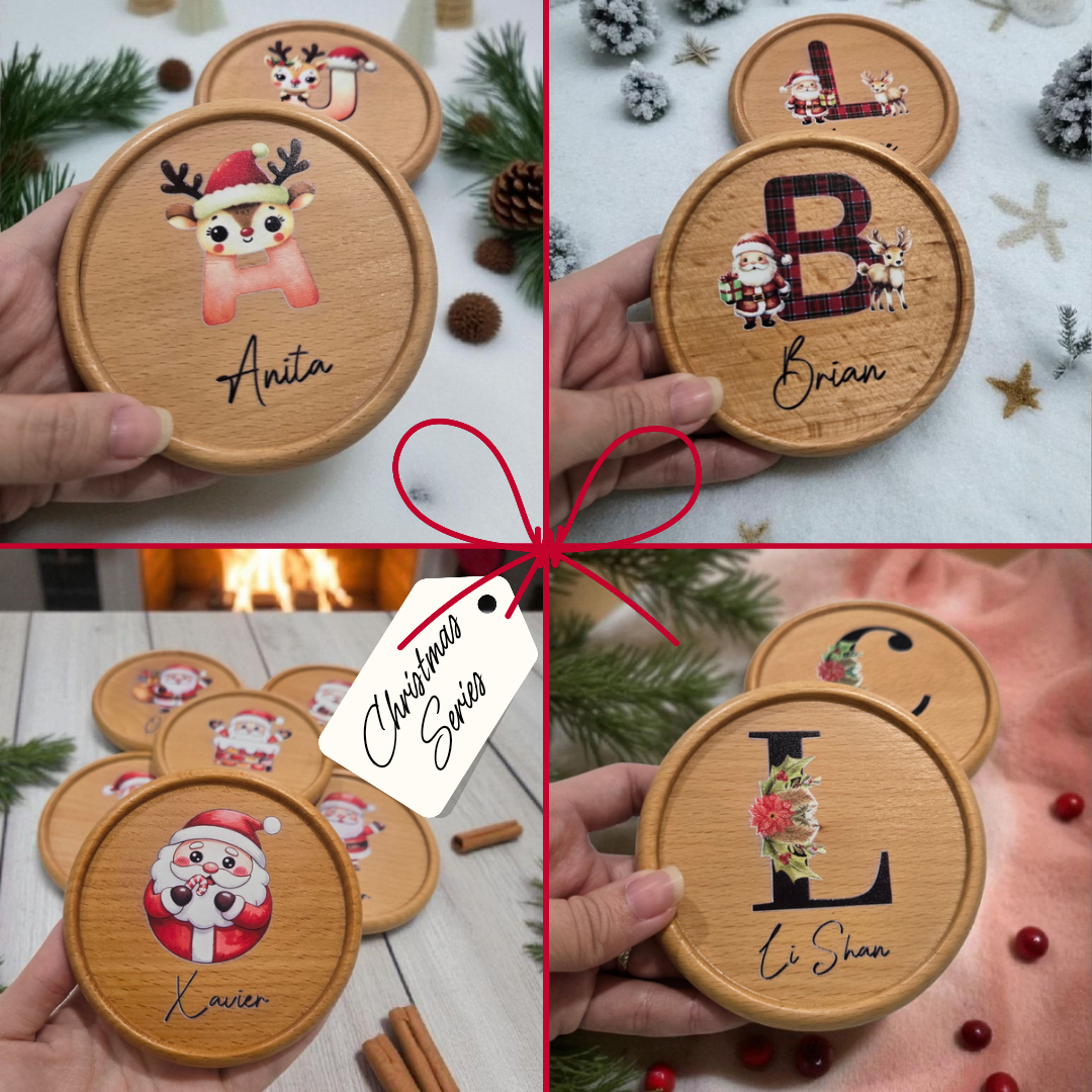 Wooden Coaster (Christmas Series - UV Printed)