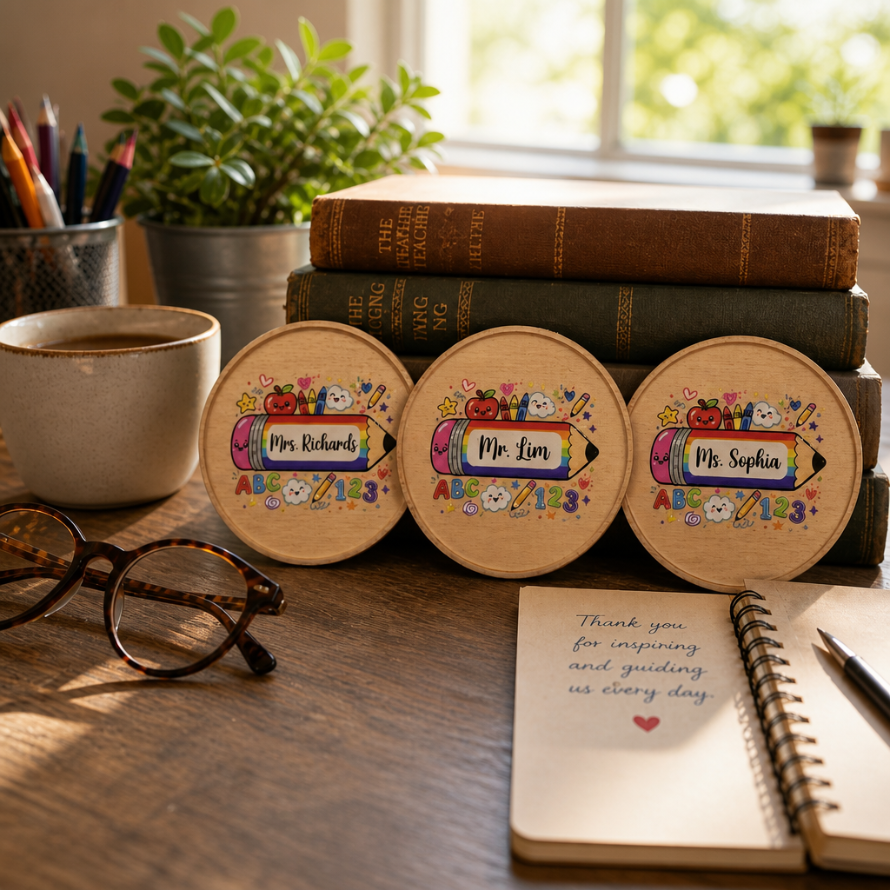 [Teacher's Day] Wooden Coaster (UV Printed)