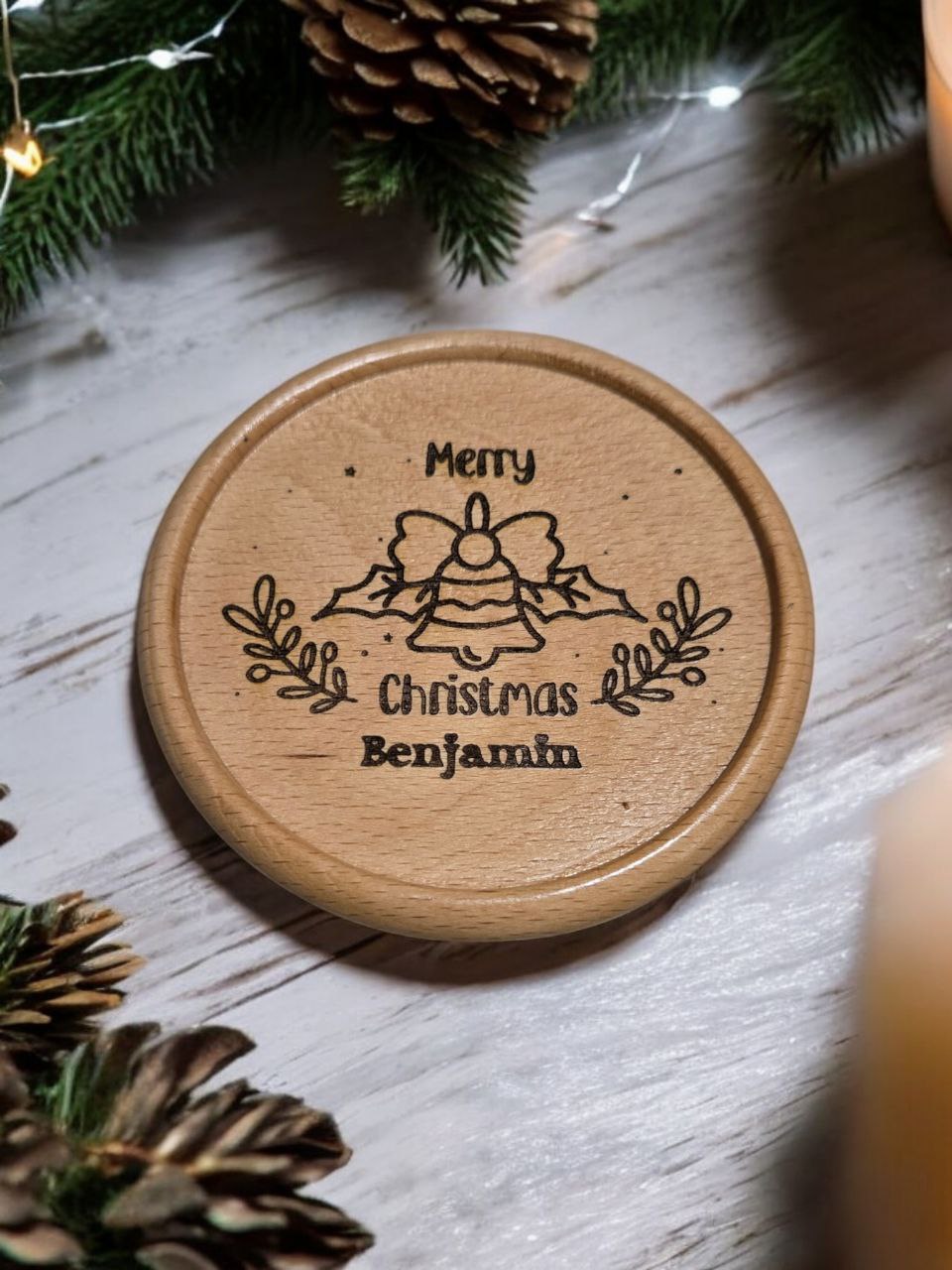 Wooden Coaster (Christmas Series - Laser Engraved)