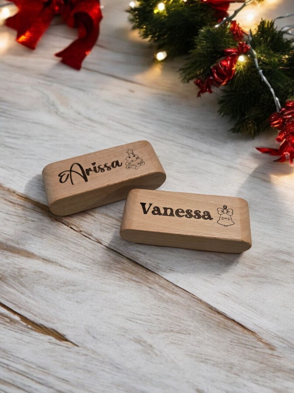 Wooden Name Card Holder (Christmas Series - Laser Engraved)