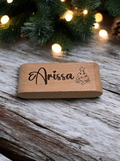 Wooden Name Card Holder (Christmas Series - Laser Engraved)